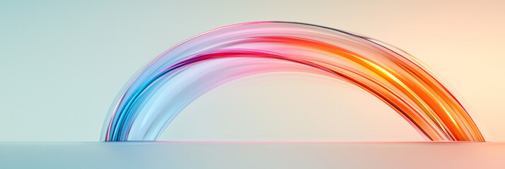 Poster - Glitch-inspired arrangement of iridescent arcs colliding in midair, edgy digital overlays, crisp