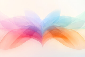 Poster - Dreamy composition where translucent arcs refract a soft rainbow spectrum, painterly transitions,