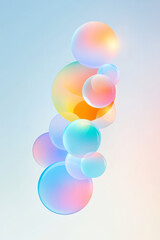Poster - Gentle arrangement of layered pastel shapes drifting in a cosmic-like space, subtle lens flare,