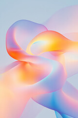 Poster - Surreal composition of layered, fluid shapes in shimmering iridescent hues accented by bold cobalt