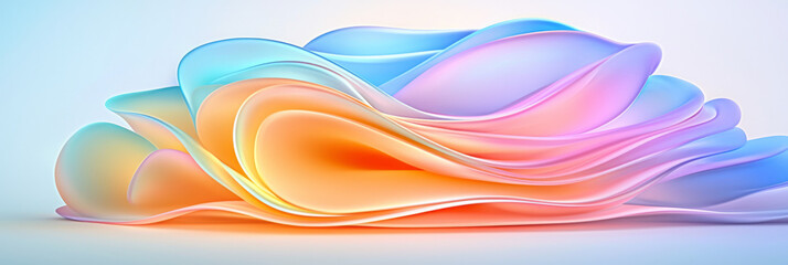 Poster - Poetic macro view focusing on the glossy edges of overlapping shapes, shifting from pastel