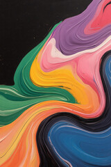 Poster - Bold swirling waves in psychedelic tones--electric pink, lime green, and neon yellow--flowing