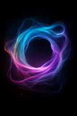 Poster - Eye-catching wave-like fractals swirling around a central vortex, intense neon coloration, subtle