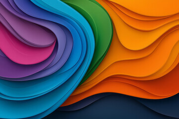 Poster - Minimalist approach showcasing two thick wavy stripes of psychedelic color, refined negative space,