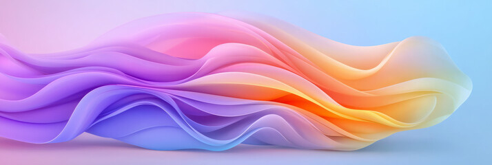Poster - Surreal overhead shot focusing on swirling pastel ribbons, subtle lens flare, strong highlights,