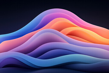 Poster - Luminous wave design featuring intense rainbow gradients blending seamlessly, cinematic depth,