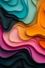 Poster - Energetic swirl of vividly layered colors--electric pink, teal, lime, and orange--flowing in