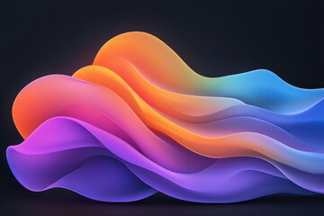 Poster - Luminous wave design featuring bold rainbow color gradients, seamless flow, minimal black