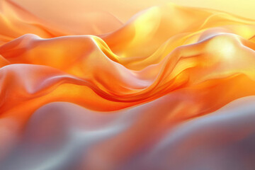 Poster - Abstract image of flowing orange fabric, illuminated by warm light, creating a dreamy, ethereal effect.