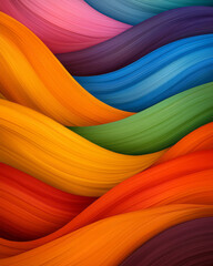 Poster - Energetic arrangement of swirling arcs in intense rainbow colors, crisp highlights, moody backdrop,