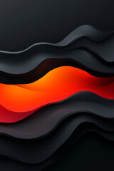 Poster - Futuristic wave composition with luminous edges radiating multiple hues, minimal black setting,