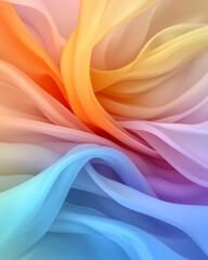 Poster - Luminous fractal-like pattern of flowing ribbons in overlapping color spectrums, crisp edges,