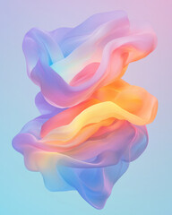 Aufkleber - Surreal overhead perspective featuring layered ribbons transitioning from pastel to neon, gentle