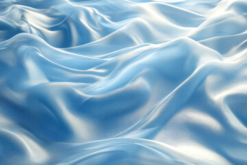 Poster - Soft, flowing light blue silk fabric with gentle waves and folds, creating an elegant and serene texture.