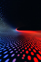 Poster - Hypnotic arrangement with alternating bright red and blue rows forming a wave-like grid, moody