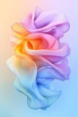 Aufkleber - Bold editorial style showcasing wavelike curves in pink-purple-aqua transitions, crisp lines,