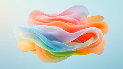 Poster - Dreamlike composition of swirling abstract lines melting into pastel hues, gentle transitions, airy