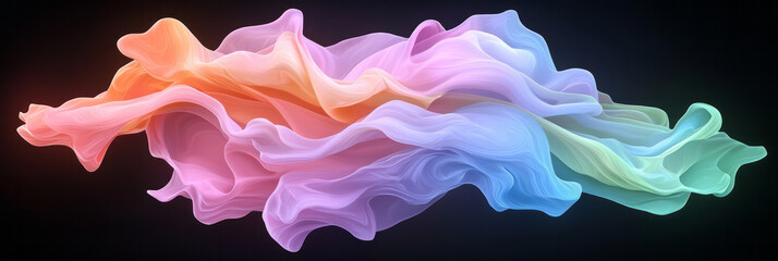 Aufkleber - soft painterly style capturing neon magenta and lime-green fluid shapes overlapping in airy