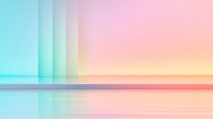 Poster - Dreamlike pastel gradient fading from gentle pink to pale mint, airy negative space, refined
