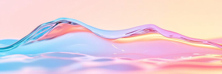 Poster - Poetic macro capture of glossy wave edges seamlessly blending from pinks to teals, dreamlike