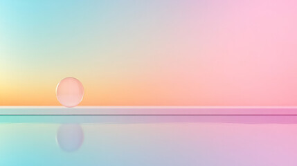 Aufkleber - Dreamlike pastel gradient fading from gentle pink to pale mint, airy negative space, refined