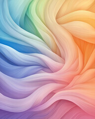 Poster - Painterly overhead perspective capturing a flowing rainbow gradient across the entire frame, gentle