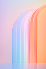 Poster - Minimalist arrangement with a smooth vertical rainbow gradient, subtle grain texture, strong