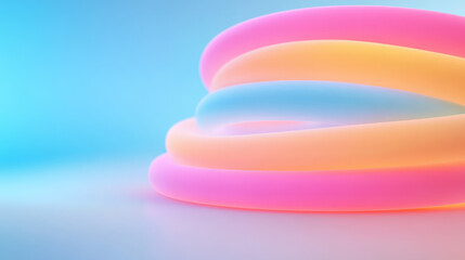 Aufkleber - Poetic macro capture focusing on the glossy edges of overlapping neon arcs, painterly softness,