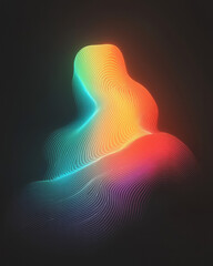 Fototapete - Hypnotic composition of wave-like fractal ribbons, each line a different neon gradient, layered