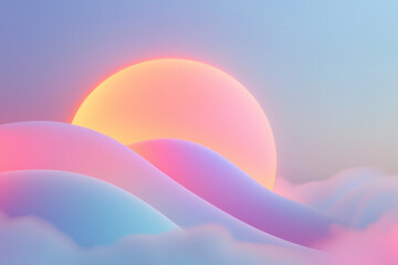 Poster - Ethereal overhead shot with fluid pastel arcs dissolving into bright neon corners, subtle lens