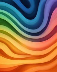 Poster - Energetic wave design featuring thick lines in saturated rainbow hues, moody black negative space,