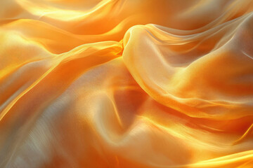 Aufkleber - Golden fabric, soft folds, sheer texture, elegant drape, luxurious sheen, sunlight reflecting.