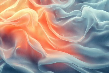 Aufkleber - Abstract image of flowing fabric with warm and cool color gradients, creating a dreamy, ethereal texture.