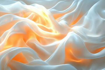 Poster - Soft, flowing white fabric with warm, golden highlights, creating a luxurious and elegant texture.