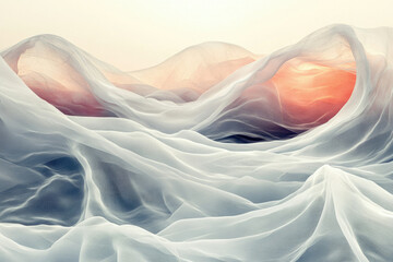 Aufkleber - Abstract image depicting flowing fabric resembling a sunset landscape, creating a dreamy and ethereal mood.