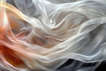 Poster - Flowing sheer fabric with ombre effect, showcasing delicate folds and translucent texture.