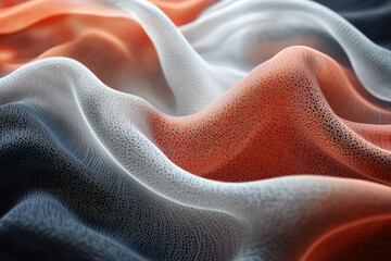 Aufkleber - Abstract image of flowing fabric with gradient colors, textured surface, and wavy folds.