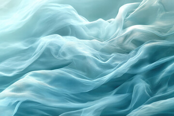 Poster - Soft, flowing light blue fabric creates elegant, ethereal waves and textures.