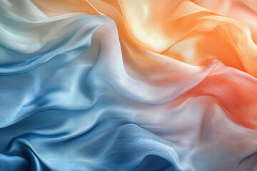Poster - Soft, flowing ombre fabric in shades of blue and orange, creating a beautiful gradient effect.