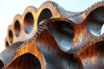 Poster - Rusty metal gear mechanism with intricate details and weathered texture.