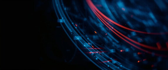 Fototapete - Abstract circular light trails creating a dynamic futuristic background