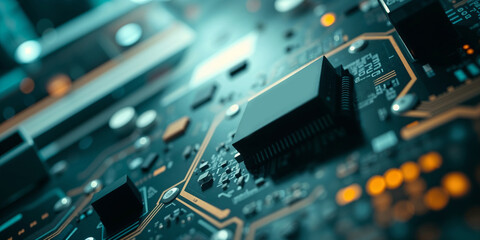 Poster - Islavek cpu cooling showing advanced microchip technology on motherboard