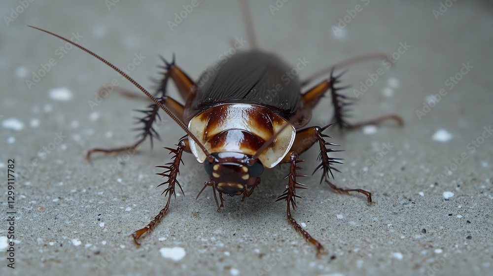 Scurrying Insects Resilient Cockroach scurrying across an urban surface its glossy brown ...