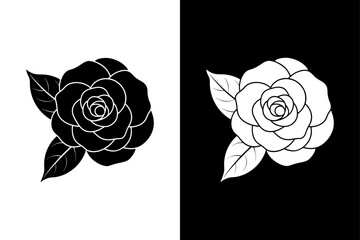 Wall Mural - Camellia flower icon vector on White Background ,Vector Art Illustration on white background.