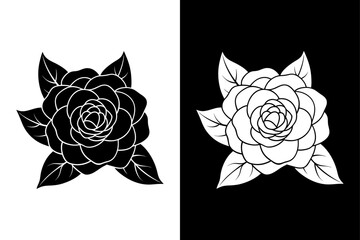 Wall Mural - Camellia flower icon vector on White Background ,Vector Art Illustration on white background.