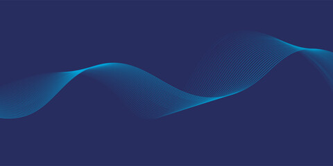 Wall Mural - Abstract glowing wave lines on dark blue background. Dynamic wave pattern. Modern flowing wavy lines. Futuristic technology concept. Suit for banner, poster, cover, brochure, flyer, website
