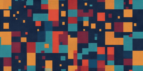 Poster - geometric mosaic: colorful, abstract mosaic design with a grid of squares in various sizes, showcasi