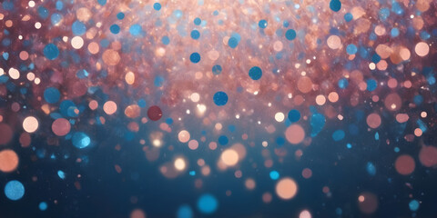 Poster - glittering celebration: a mesmerizing display of shimmering bokeh lights in shades of gold, blue, an