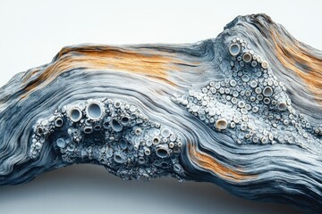 Poster - A piece of driftwood with intricate, organically-formed, light-grey textured patterns.
