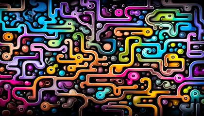Fototapete - Abstract colorful swirl psychedelic liquid pattern background.